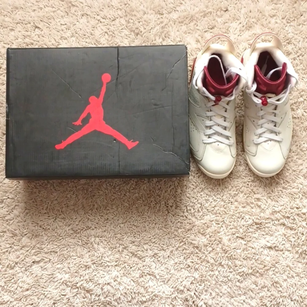 Air Jordan 6 Retro Size 8 Off White/ Maroon GUC - Picture 1 of 14